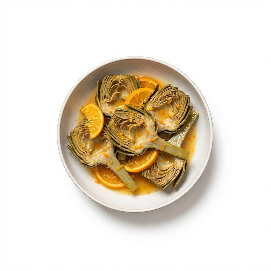 Artischocken gedünstet mit Orangensaft