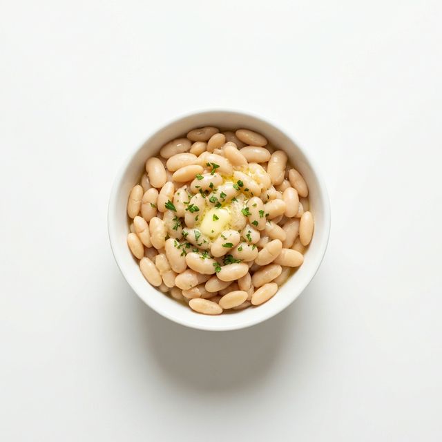 Bohnen weiß, gekocht (mit Fett und Salz)