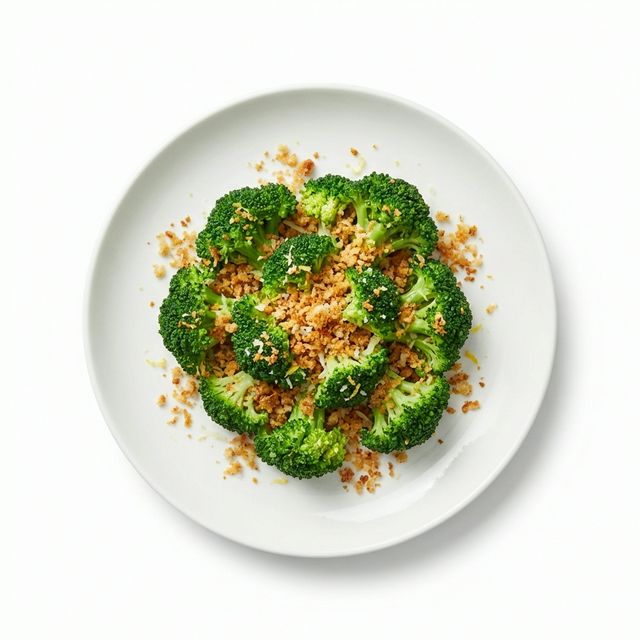 Broccoli gedünstet, mit gerösteten Semmelbröseln