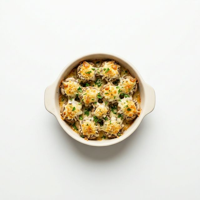 Champignons gefüllt, überbacken