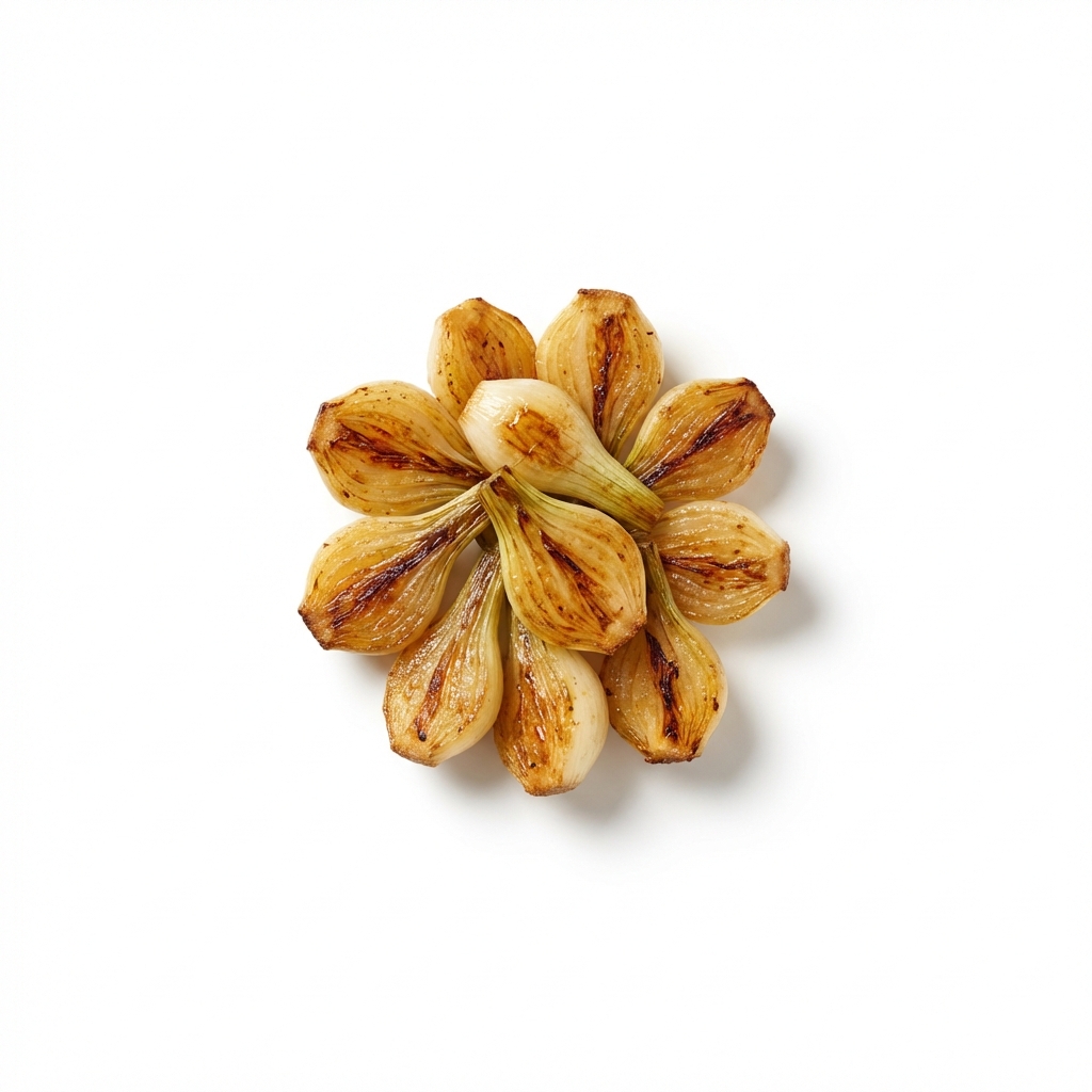 Frühlingszwiebel/Lauchzwiebel (ohne Laub) gebraten ohne Fett (Pfanne)