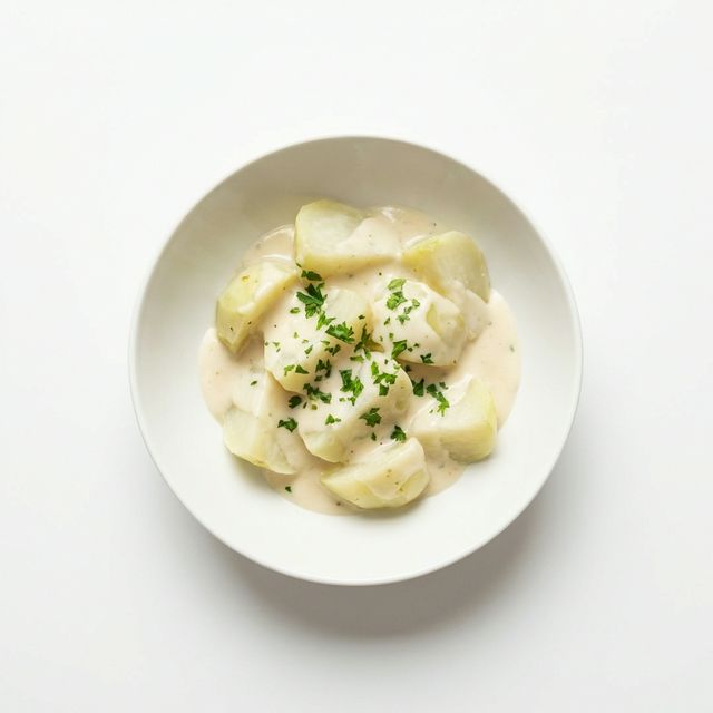 Kohlrabi gedünstet, mit Grundsauce hell/weiß