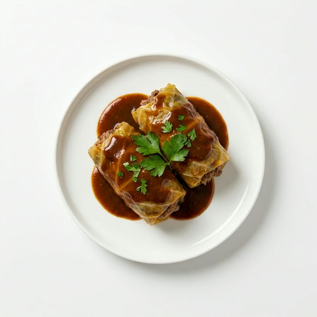 Kohlroulade mit Hackfleischfüllung, gedünstet