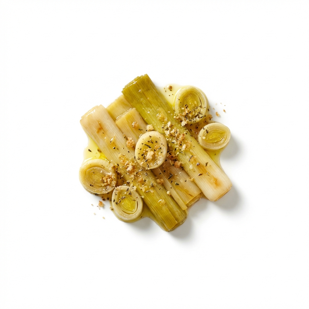 Lauch/Porree, gedünstet (mit Fett und Salz)