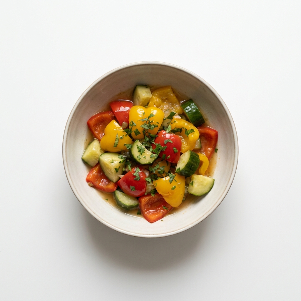 Paprika-Gurkengemüse gedünstet