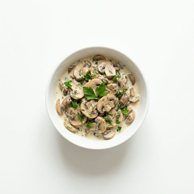 Pilze gedünstet, mit saurer Sahne