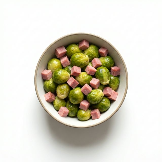 Rosenkohl gedünstet, mit Kochschinken