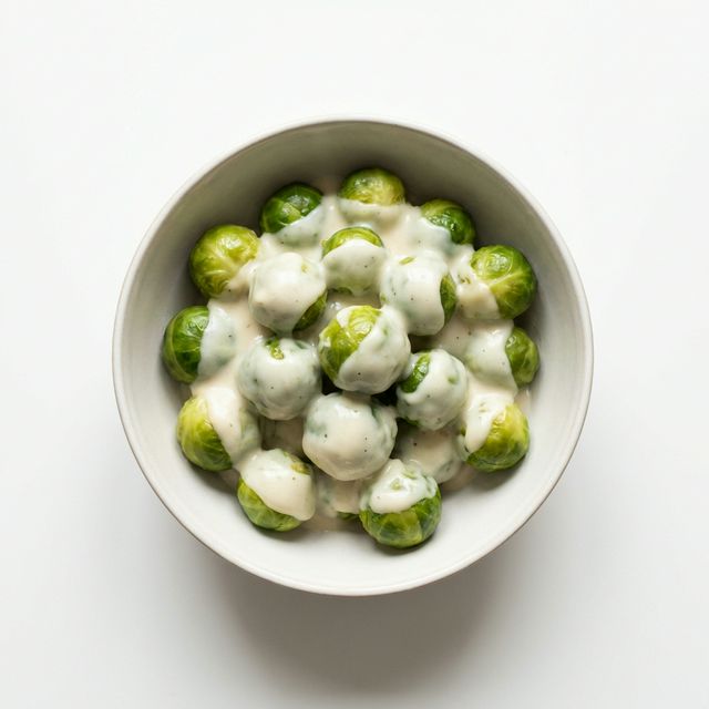 Rosenkohl gekocht, mit Bechamelsauce mit Sahne