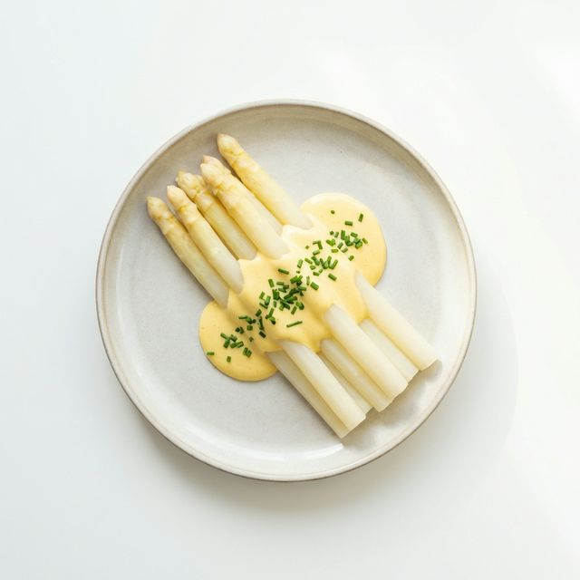 Spargel gekocht, mit Sauce Hollandaise/Holländischer Sauce
