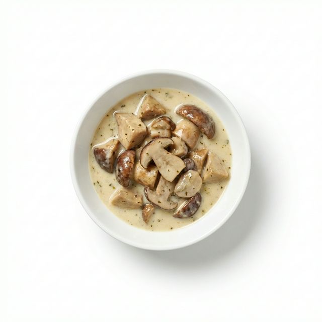 Steinpilze gedünstet, in Grundsauce hell/weiß mit Sahne