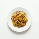 Bratkartoffeln aus rohen Kartoffeln, mit Zwiebeln