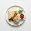 Burrito gefüllt mit Gemüse, Rinderhackfleisch und Käse