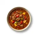 Gulaschsuppe mit Rindfleisch, Zwiebeln und Paprika