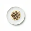 Hühnerherzen geschmort, in Weißweinsauce von heller/weißer Grundsauce