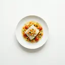 Kabeljaufilet gedünstet, mit Gemüsesauce von heller/weißer Grundsauce