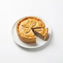 Kalbfleischpastete mit Schweinefleisch und Mürbeteig, gebacken