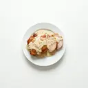 Kasseler Rippenspeer gebraten im Ofen, mit Sahnesauce von dunkler/brauner Grundsauce