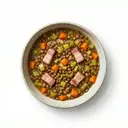 Linsengemüse gekocht, mit Suppengrün und Speck