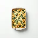 Pfannkuchen-Auflauf mit Spinatgemüse