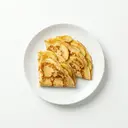 Pfannkuchen/Eierkuchen, mit Milch 3,5 % Fett und Apfel, gebraten