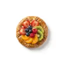 Pudding-Vollkornplunder belegt mit Früchten und Klarguss