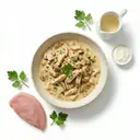 Putengeschnetzeltes mit Weißwein und saurer Sahne