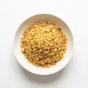 Reis poliert, gekocht, gebraten ohne Fett (Pfanne)