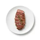 Rind Steak (Rücken) tiefgefroren, gebraten ohne Fett (Pfanne)