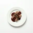 Rindfleisch gekocht, mit Rotweinsauce