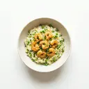 Risi-Pisi mit gebratenen Shrimps