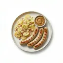 Rostbratwurst mit Kartoffelsalat und Senf