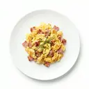 Rührei gebraten mit Kochschinken