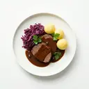 Sauerbraten vom Rind, mit Sauce