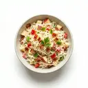 Sauerkrautsalat (roh) mit Apfel, Paprika, Speck und Saure-Sahne-Dressing