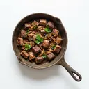 Schaf Gulasch (Bug, fett) gebraten ohne Fett (Pfanne)