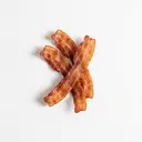 Schwein Frühstücksspeck, Rohpökelware, geräuchert, gebraten ohne Fett (Pfanne)