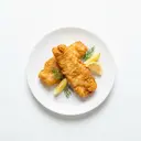 Seelachs im Backteig, tiefgefroren, gebraten ohne Fett (Ofen)