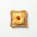 Toast mit Ananas, Kochschinken und Käse ("Toast Hawaii") gebacken
