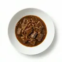 Zwiebelfleisch vom Rind geschmort, mit Sauce