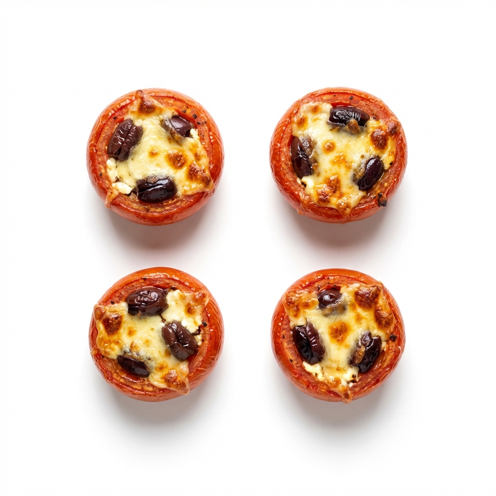 Tomaten gefüllt mit Oliven und Schafskäse überbacken