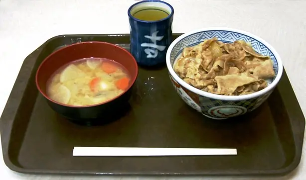 Foto von Klassisches Gyudon Rindfleisch-Donburi – fertig angerichtet