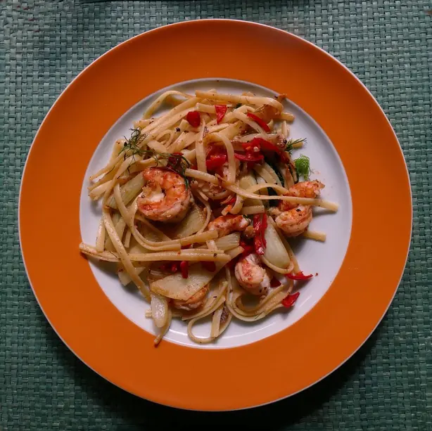 Foto von Garnelen mit Fenchel – fertig angerichtet
