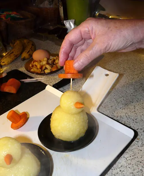 Foto von Knödelschneemänner – fertig angerichtet