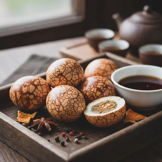 Foto von Chinesische Marmorierte Tee-Eier – fertig angerichtet