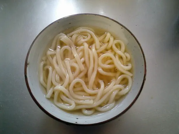 Foto von Japanische Udon-Nudelsuppe (Kake Udon) – fertig angerichtet